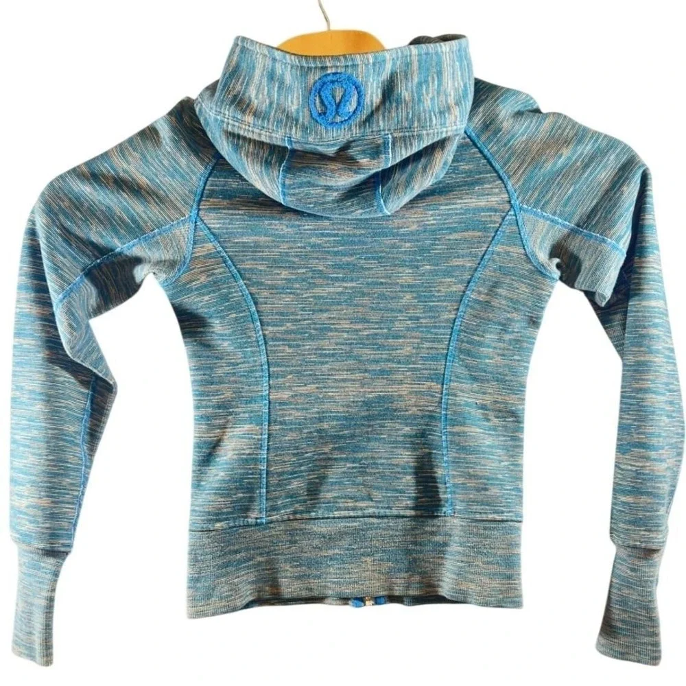 2 | Lululemon Scuba Hoodie‎ Womens 2 Blue Space Dye Full Zip Thumbholes